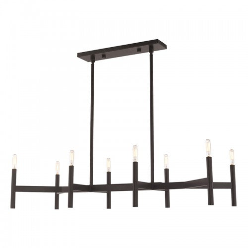 8 Light Bronze Linear Chandelier Livex