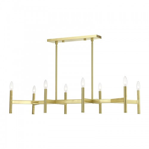 8-Light Satin Brass Linear Chandelier Livex