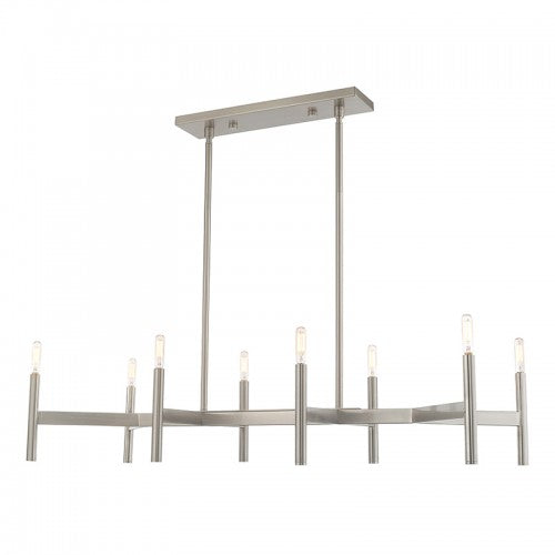 8 Light Brushed Nickel Linear Chandelier Livex