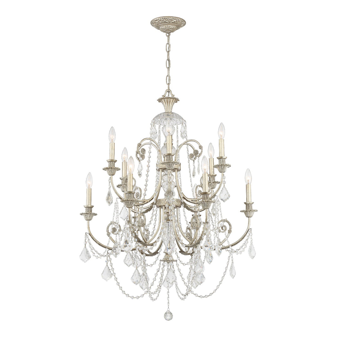 Regis 12 Light Hand Cut Crystal Olde Silver Chandelier Crystorama