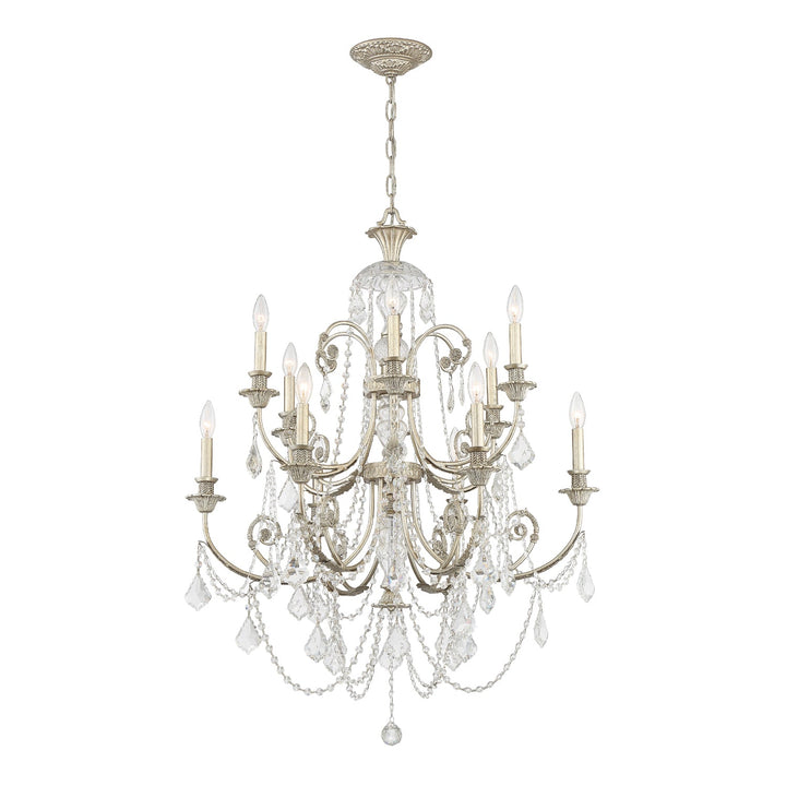 Regis 12 Light Hand Cut Crystal Olde Silver Chandelier Crystorama