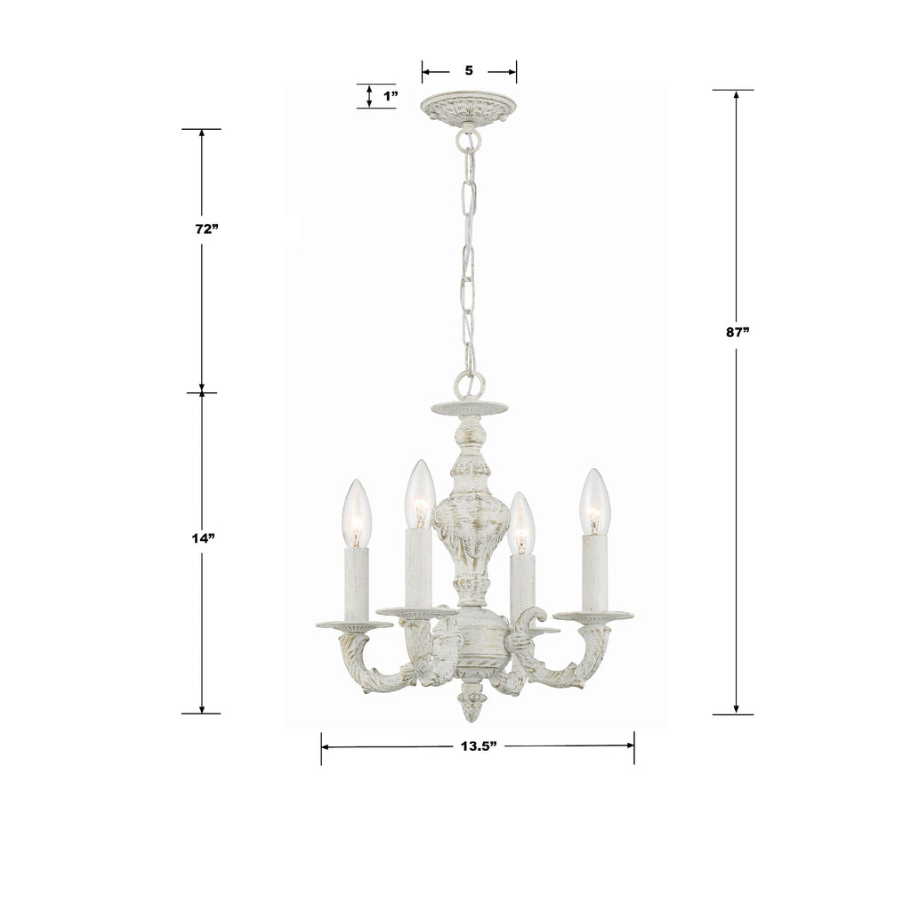 Paris Market 4 Light Antique White Mini Chandelier Crystorama