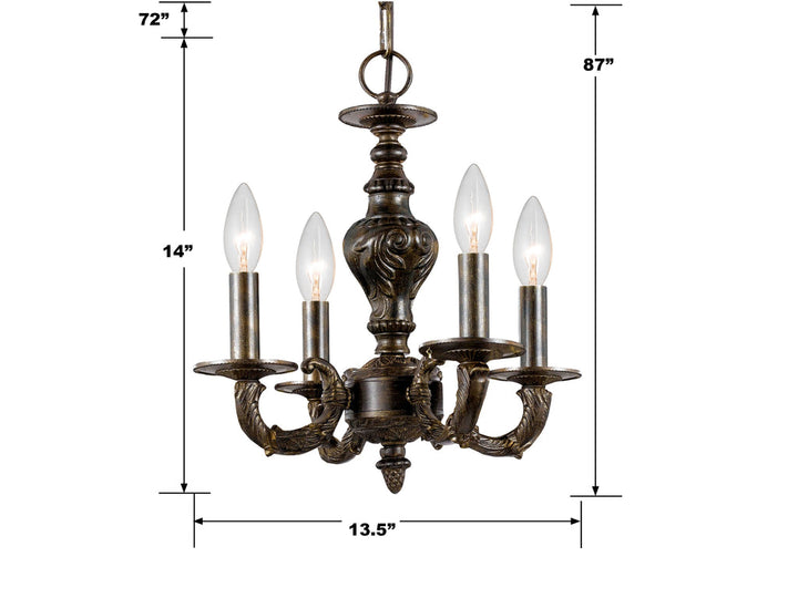 Paris Market 4 Light Venetian Bronze Mini Chandelier Crystorama