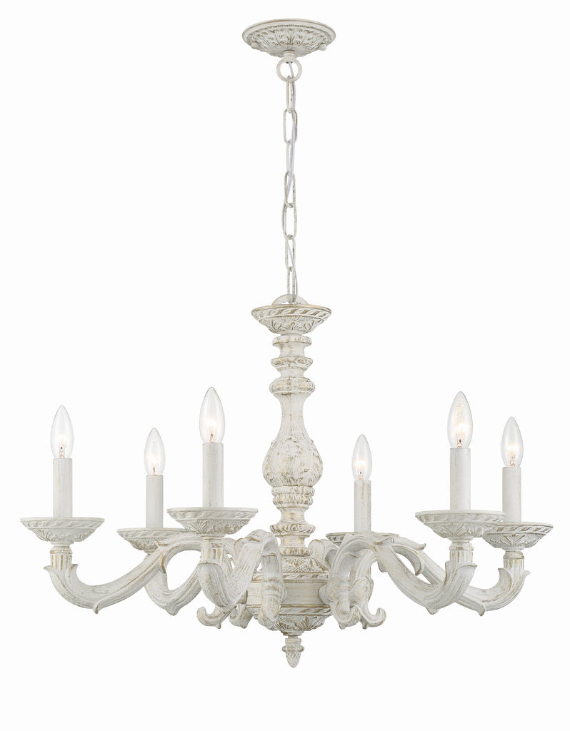 Paris Market 6 Light Antique White Chandelier Crystorama