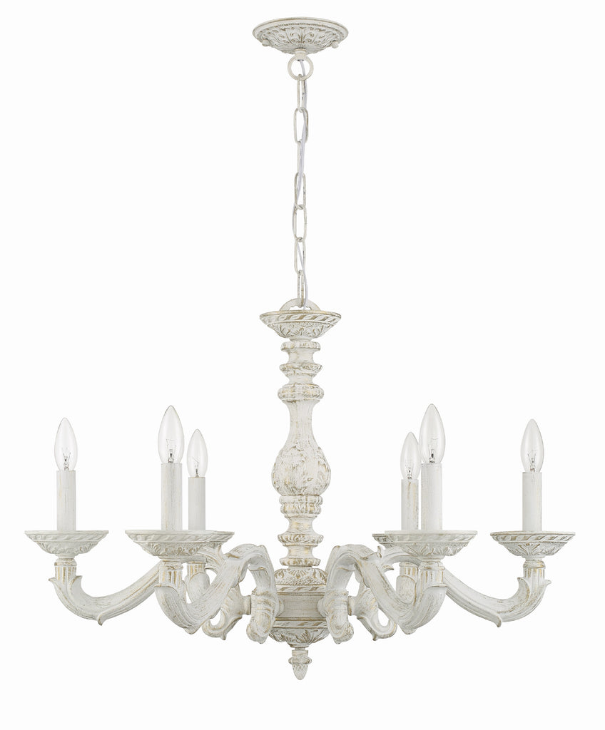 Paris Market 6 Light Antique White Chandelier Crystorama