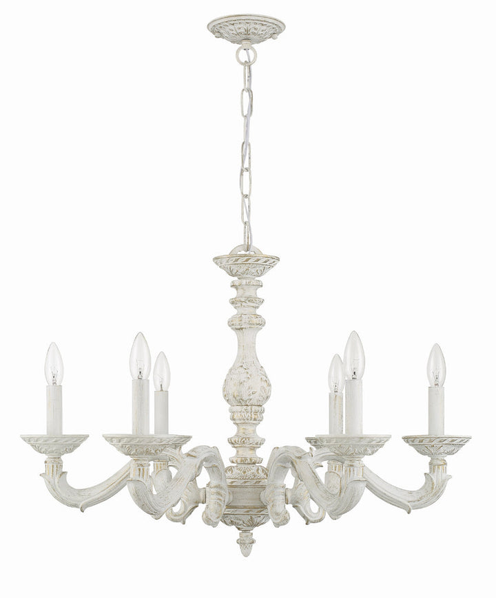 Paris Market 6 Light Antique White Chandelier Crystorama