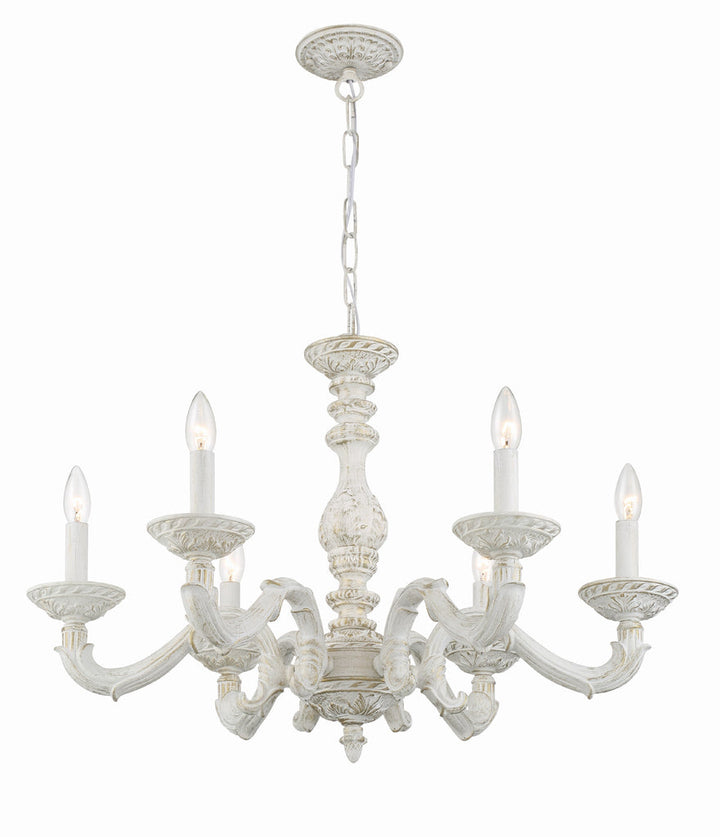 Paris Market 6 Light Antique White Chandelier Crystorama