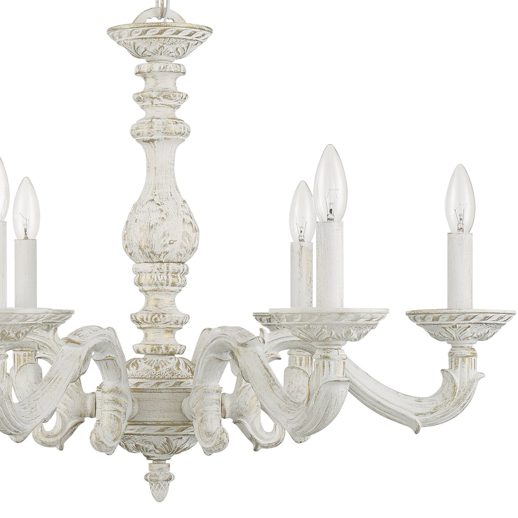 Paris Market 6 Light Antique White Chandelier Crystorama