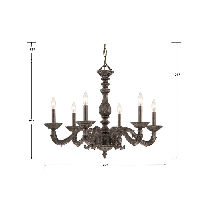 Paris Market 6 Light Venetian Bronze Chandelier Crystorama