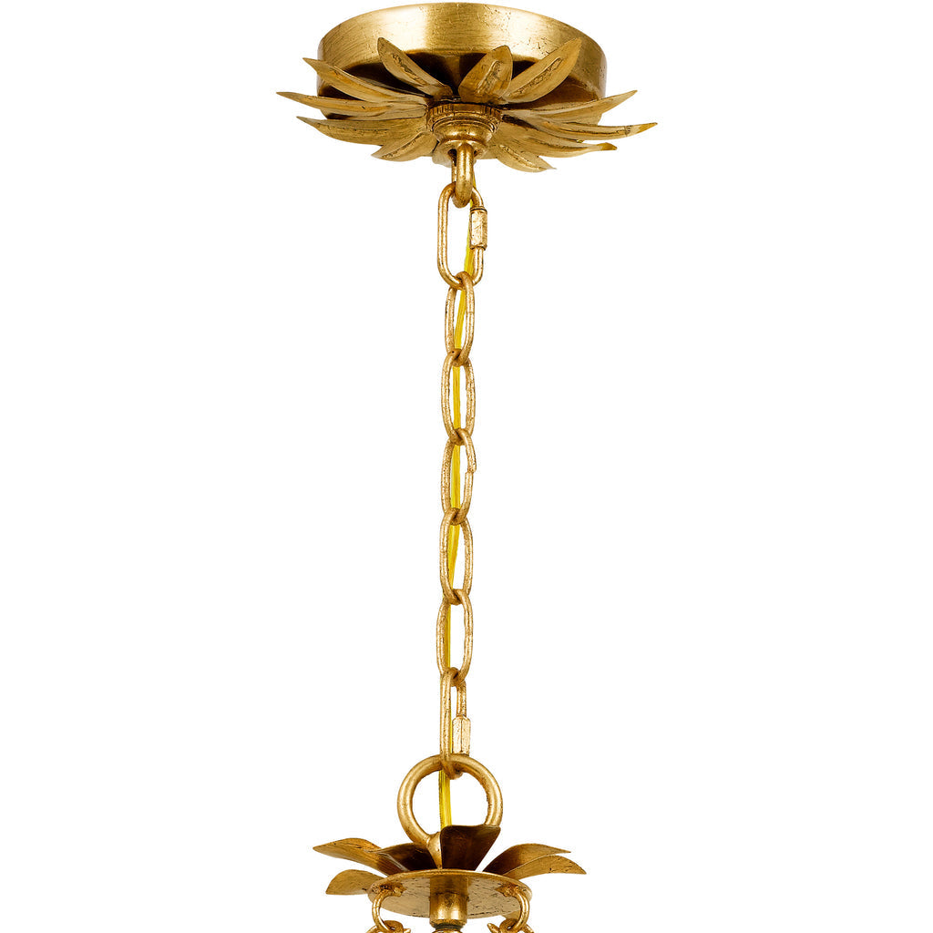 Broche 3 Light Antique Gold Mini Chandelier Crystorama