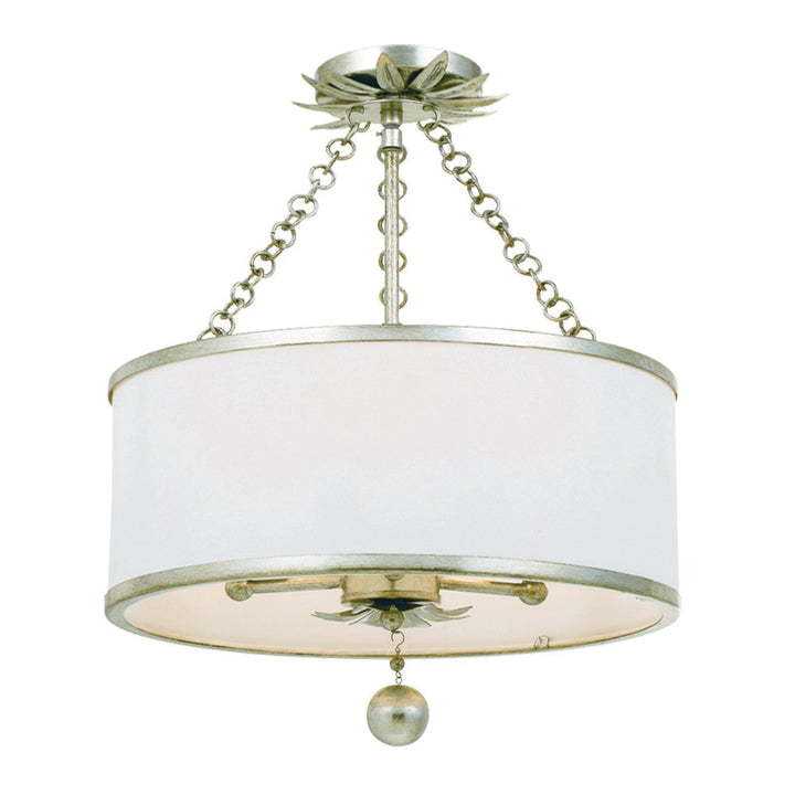 Crystorama Crystorama Broche 3 Light Antique Silver Semi Flush Mount