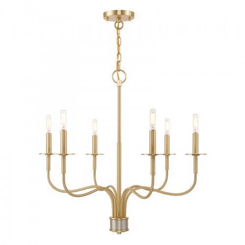 6 Light Satin Brass Chandelier Livex