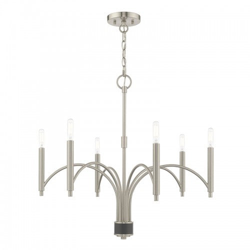 6 Light Brushed Nickel Chandelier Livex