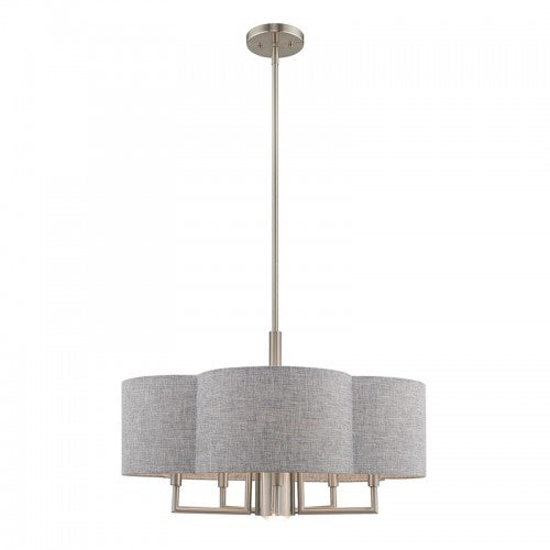 6 Light Brushed Nickel Pendant Chandelier Livex