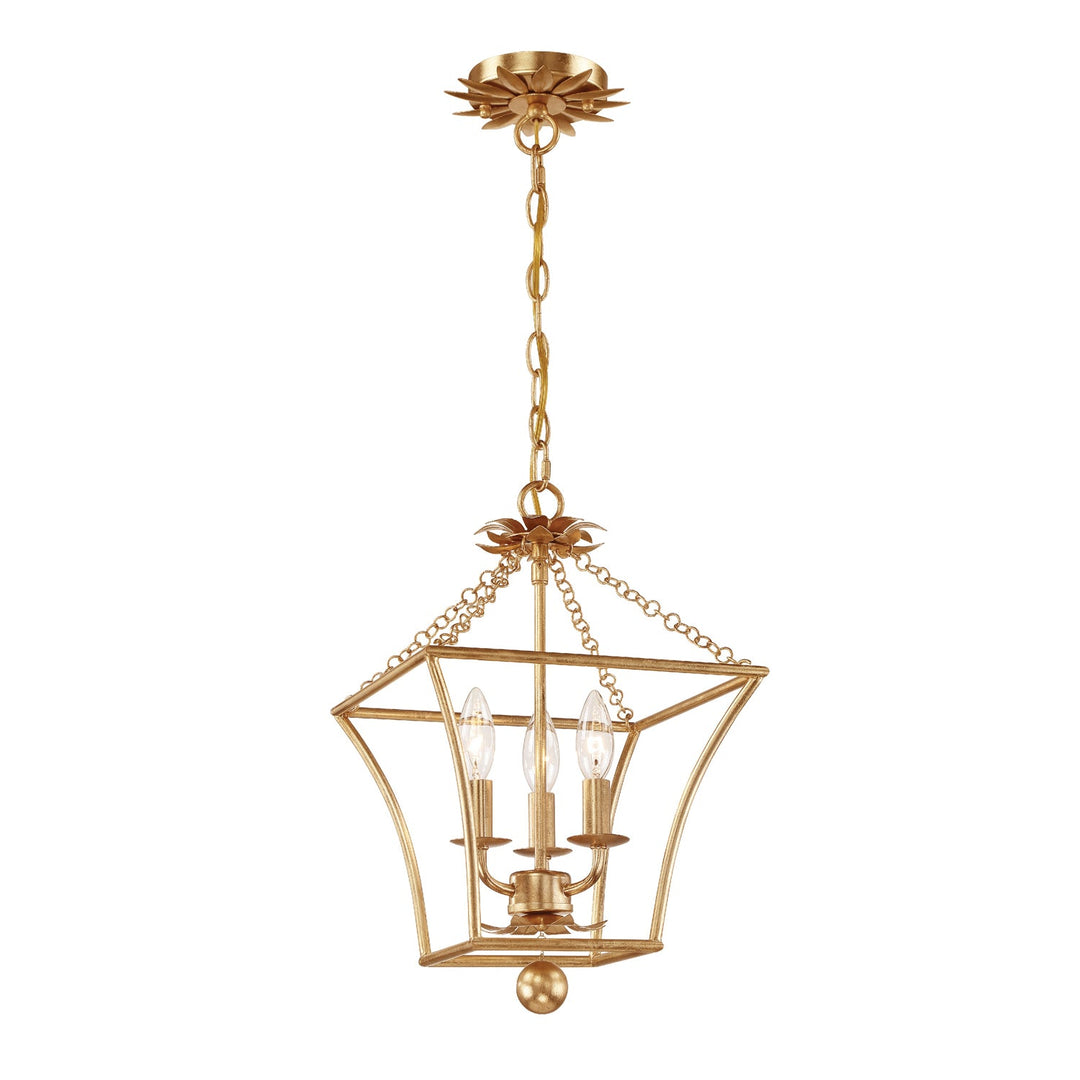 Broche 3 Light Antique Gold Mini Chandelier Crystorama