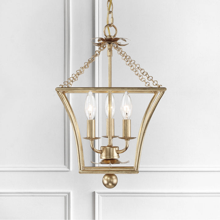 Broche 3 Light Antique Gold Mini Chandelier Crystorama