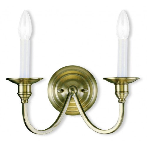 2 Light Antique Brass Wall Sconce Livex