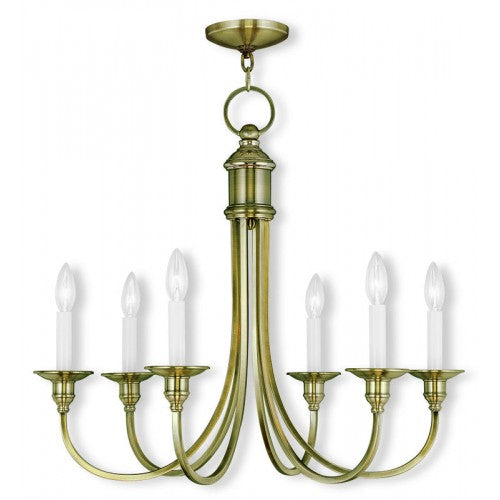 6 Light Antique Brass Chandelier Livex