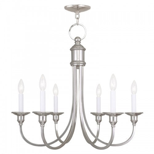 6 Light Polished Nickel Chandelier Livex