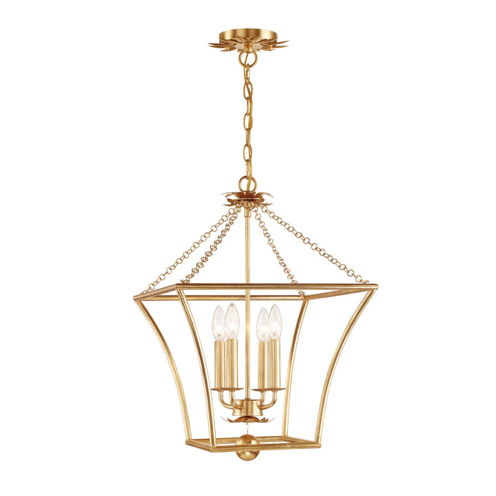 Broche 4 Light Antique Gold Mini Chandelier Crystorama