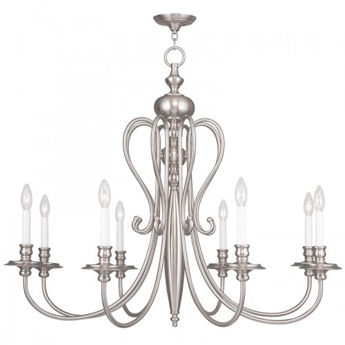 8 Light Brushed Nickel Chandelier Livex