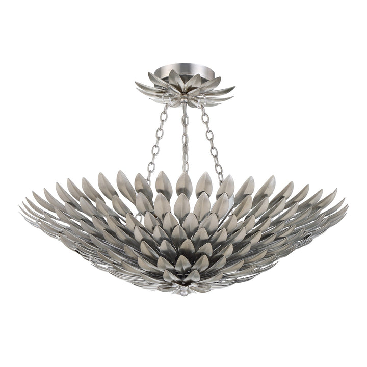 Crystorama Crystorama Broche 6 Light Antique Silver Semi Flush Mount