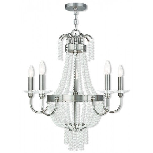 5 Light Brushed Nickel Chandelier Livex