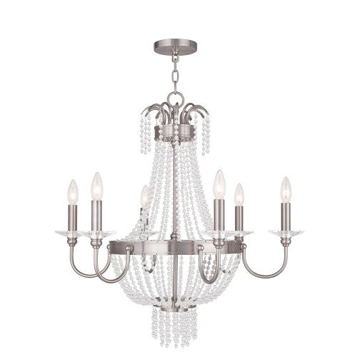 6 Light Brushed Nickel Chandelier Livex