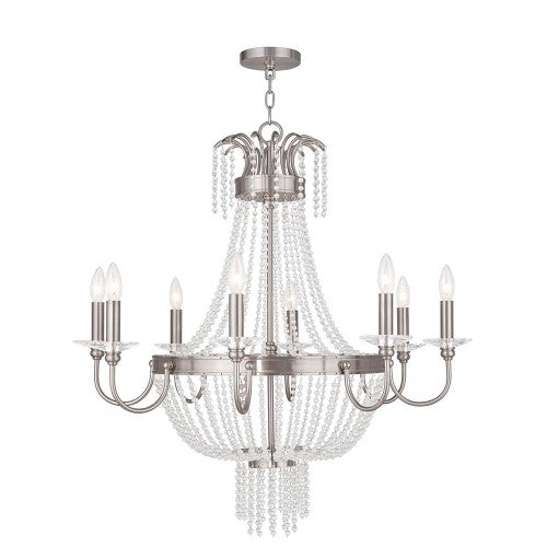 8 Light Brushed Nickel Chandelier Livex