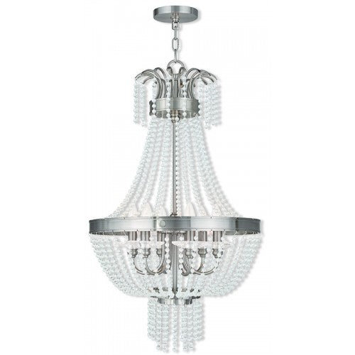 6 Light Brushed Nickel Pendant Chandelier Livex