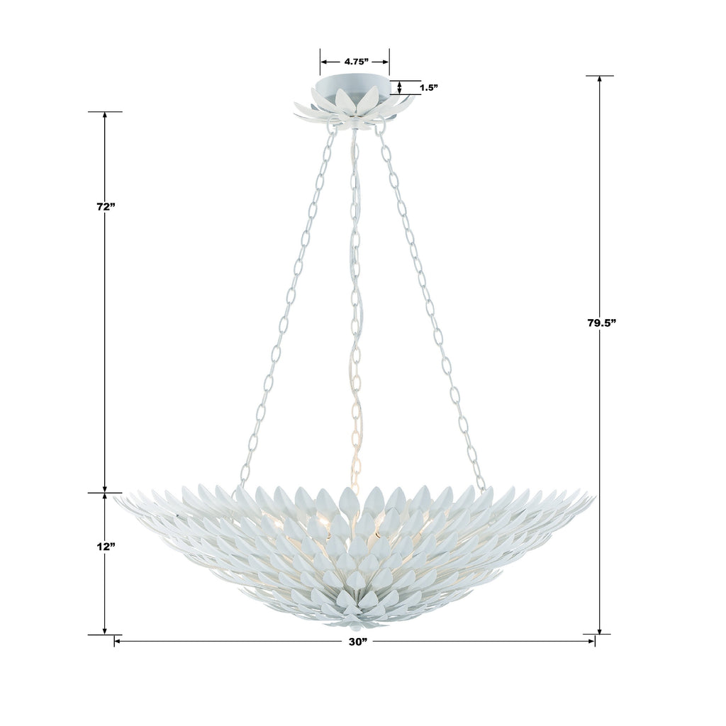 Broche 8 Light Matte White Chandelier Crystorama