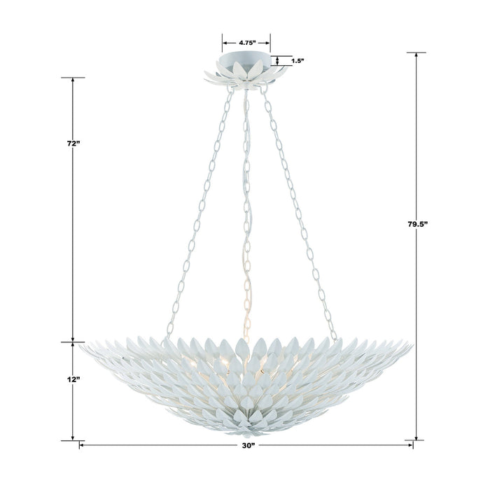 Broche 8 Light Matte White Chandelier Crystorama