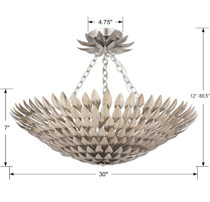 Crystorama Crystorama Broche 8 Light Antique Silver Semi Flush Mount