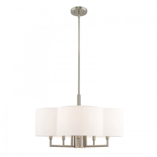 6 Light Brushed Nickel Pendant Chandelier Livex