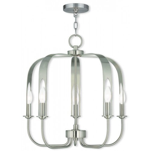 5 Light Brushed Nickel Chandelier Livex