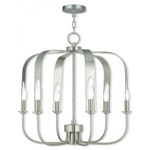 6 Light + 1 Light BN Chandelier Livex