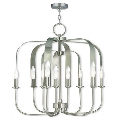 6 Light + 3 Light BN Chandelier Livex