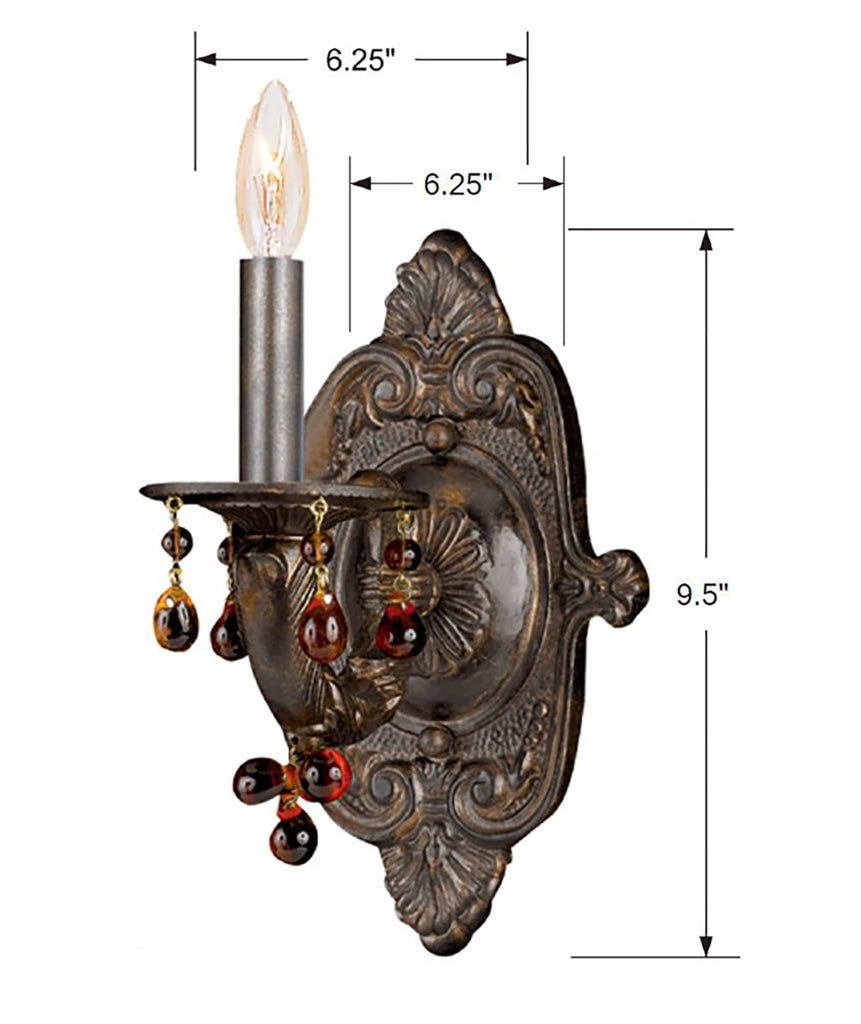 Crystorama Crystorama Paris Market 1 Light Amber Crystal Venetian Bronze Sconce