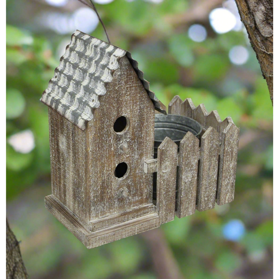 CHEUNGS Elwin 2 Story Bird house & Galvanized Pot - Large