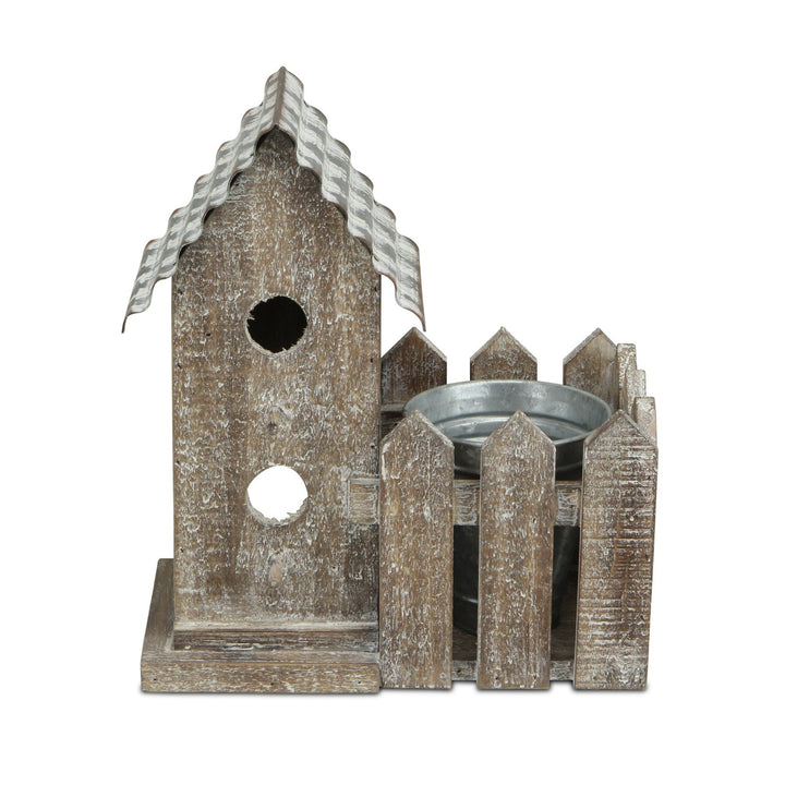 CHEUNGS Elwin 2 Story Bird house & Galvanized Pot - Small