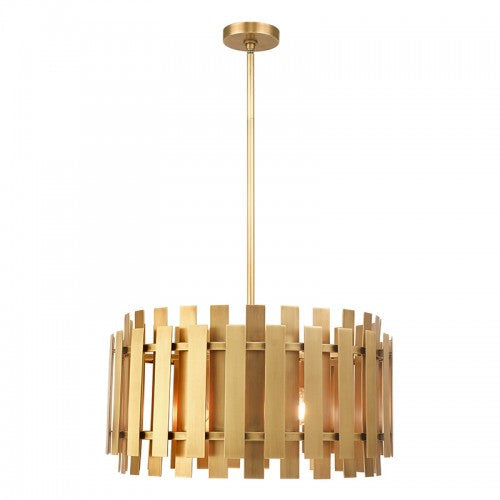 5 Light Natural Brass Pendant Chandelier Livex