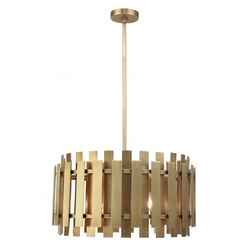 6 Light Natural Brass Pendant Chandelier Livex