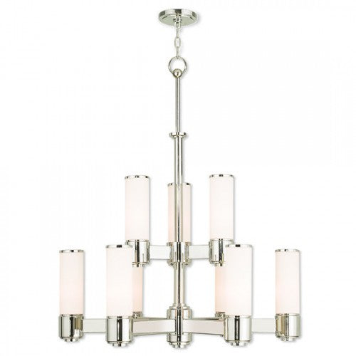 9 Light Polished Nickel Chandelier Livex