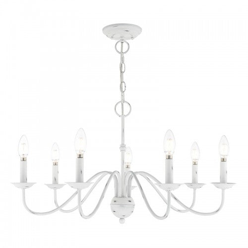 7 Light Antique White Chandelier Livex