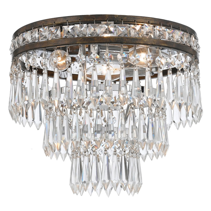 Crystorama Crystorama Mercer 3 Light Hand Cut Crystal English Bronze Flush Mount