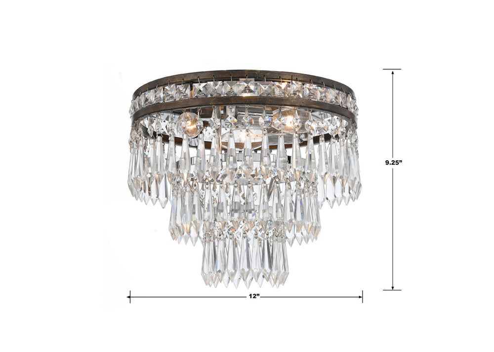 Crystorama Crystorama Mercer 3 Light Hand Cut Crystal English Bronze Flush Mount