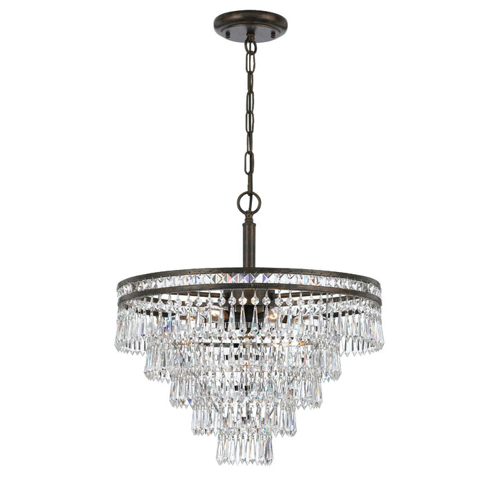 Mercer 7 Light Hand Cut Crystal English Bronze Chandelier Crystorama