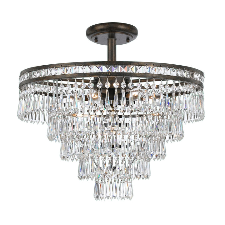 Crystorama Crystorama Mercer 7 Light Hand Cut Crystal English Bronze Semi Flush Mount