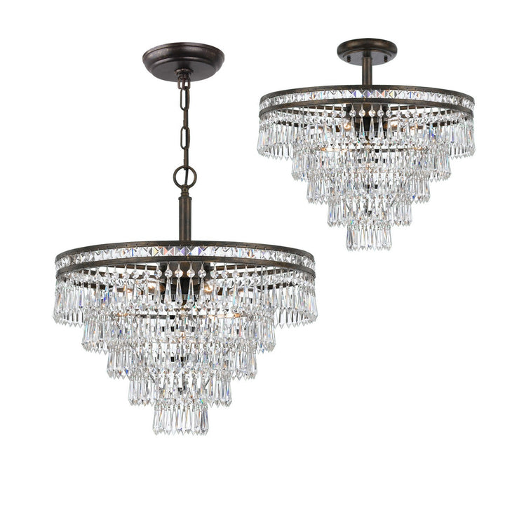 Crystorama Crystorama Mercer 7 Light Hand Cut Crystal English Bronze Semi Flush Mount