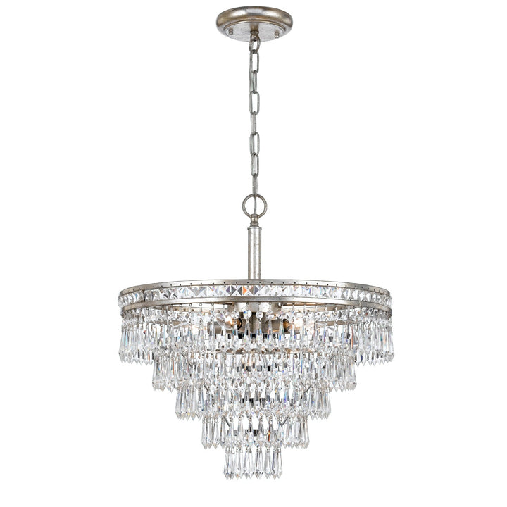 Mercer 7 Light Hand Cut Crystal Olde Silver Convertible Chandelier Crystorama